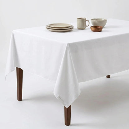 Urban Villa Tabletop Cover Kitchen Dining Tablecloth 100% Cotton Holiday Celebrations Wedding Dinner Parties White Rectangle 60X120 Inches 10-12 Seats Table Cloth