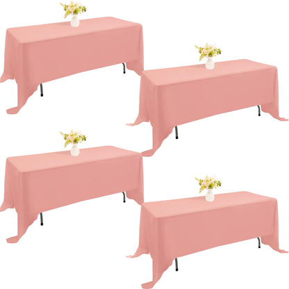 4 Pack Rectangle Tablecloth 60x102 Inch Black Washable Polyester Table Cover for Wedding Dining Table Buffet Parties Banquet Decoration（Black）