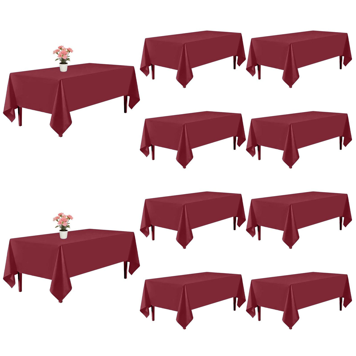 10 Pack Black Tablecloths 60 x 102 Inch for 6 Foot Rectangle Tables