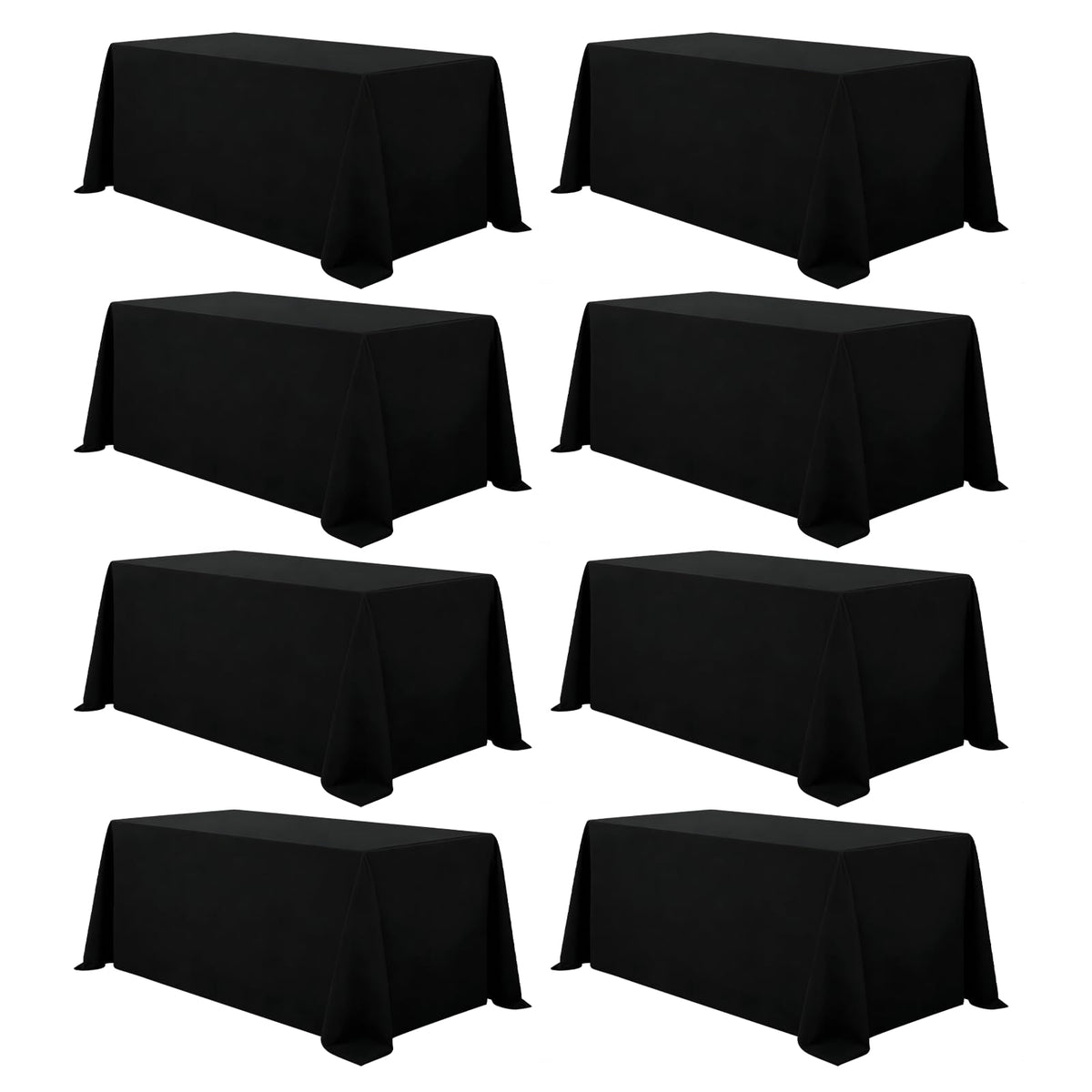 12 Pack Black Tablecloths Rectangle 60 x 102 Inch for 6 Foot Tables
