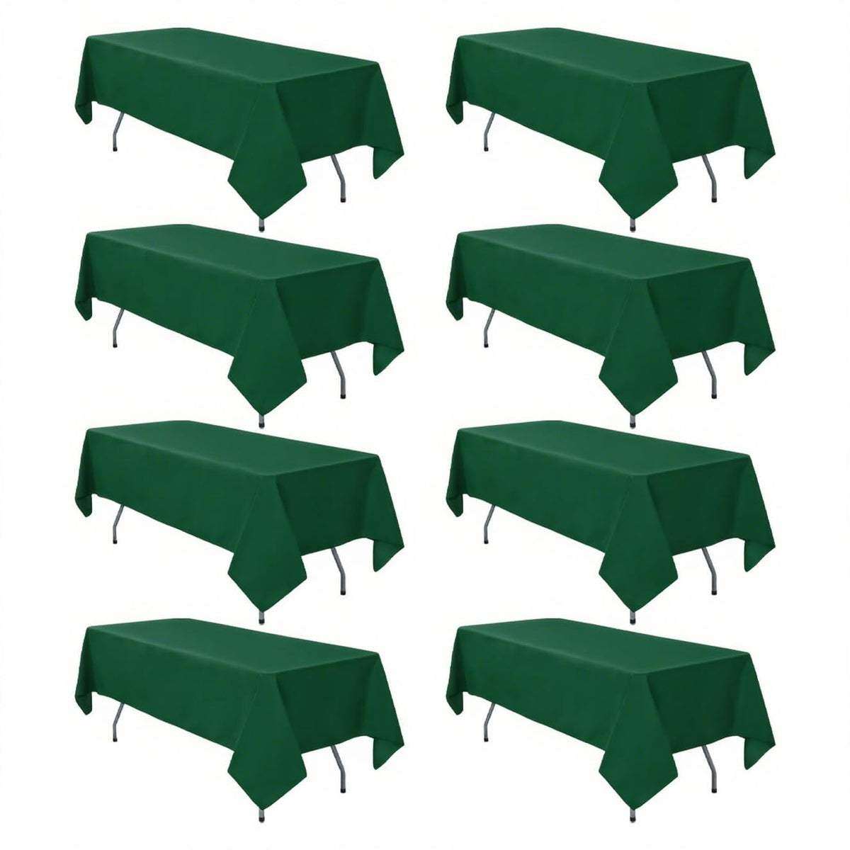 8 Pack White Rectangle Table Cloth 60 x 102 Inch For 6 Foot Tables