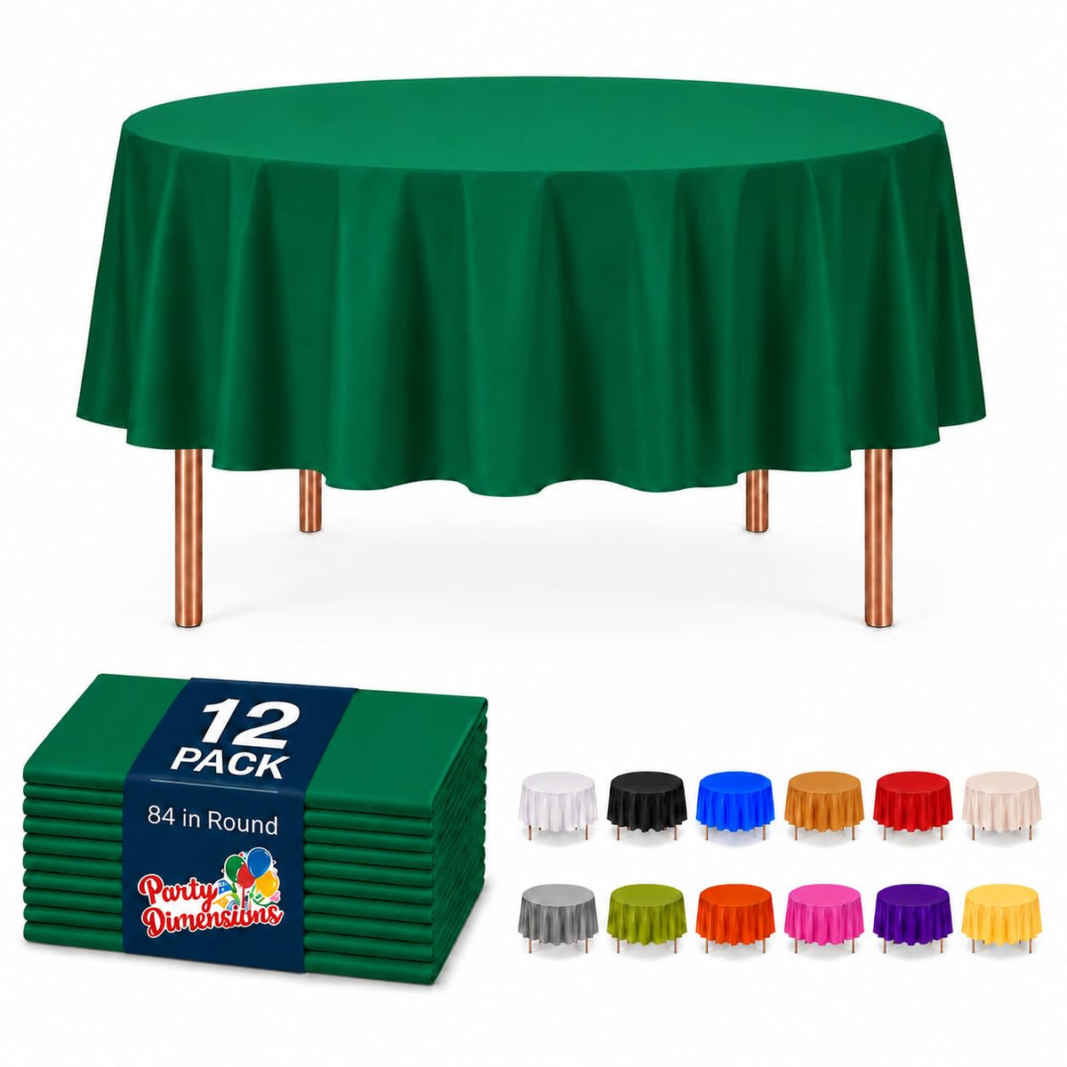 Party Dimensions White Disposable Plastic Tablecloth for Rectangle Tables (12 Pack) Table Cloths for Parties, Events & Weddings, Indoors Outdoors, 54 x 108 inches, Plastic Table Cover