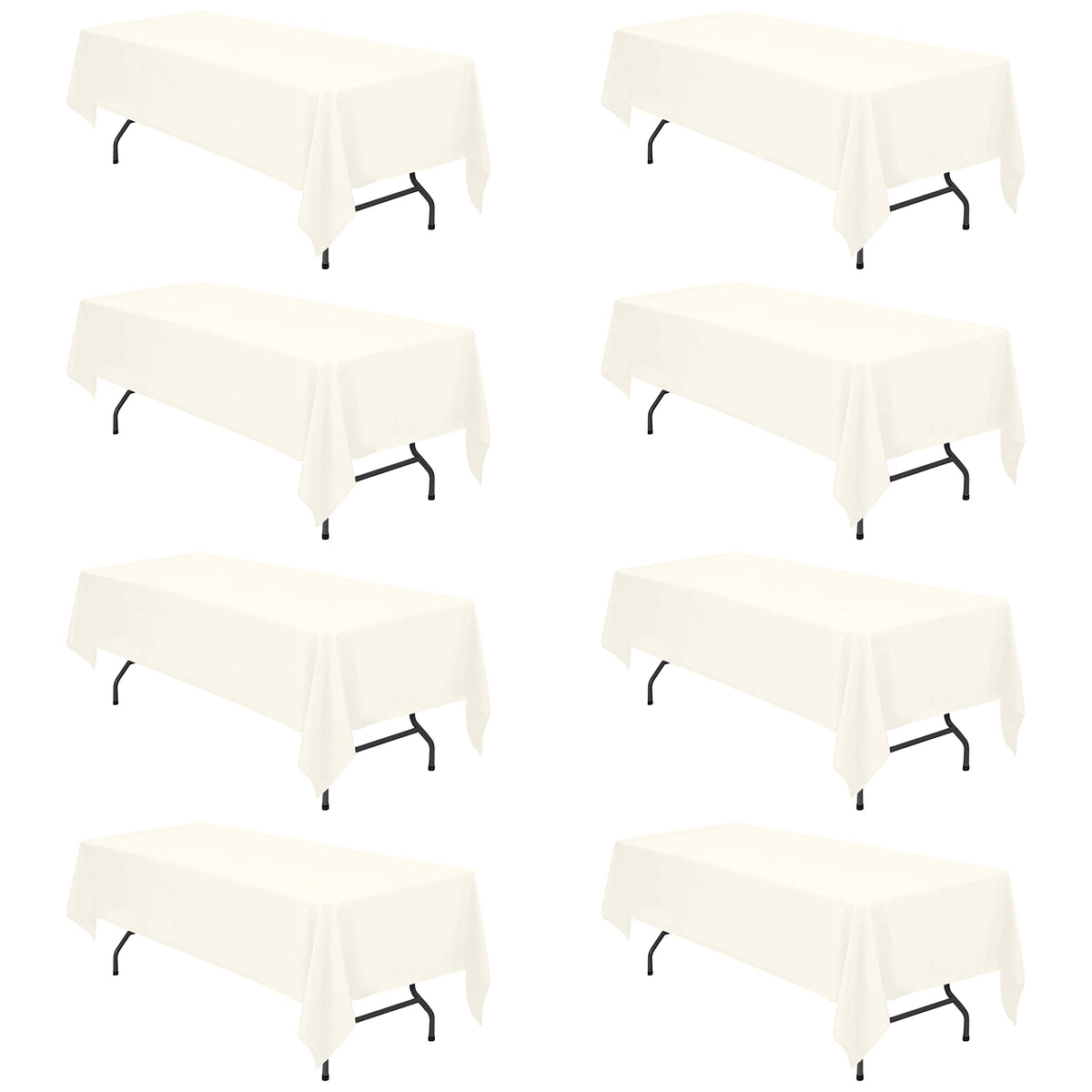 BRILLMAX 6 Pack White Tablecloths 60x126 Inch for 8ft Rectangle Tables