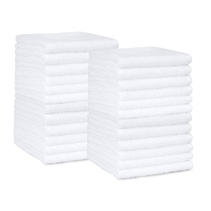 Amazon Basics Fast Drying Cotton Washcloths for Bathroom, Machine Washable, Soft and Highly Absorbent, 12 x 12 in, White, 24-Pack