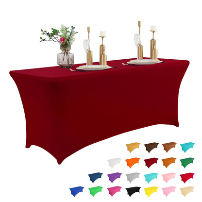 IVAPUPU 2 Pack 6FT Black Table Cloth for Rectangular Spandex Table Cover