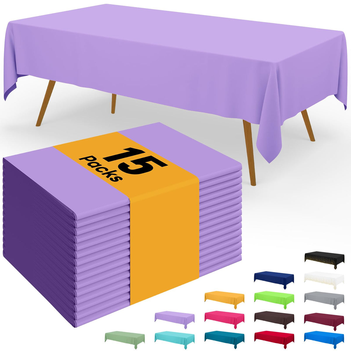 Smiry Plastic Disposable Waterproof Table Cloth - 54 x 108 Inch, 6 Packs