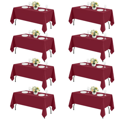 White Rectangle Table Cloth 60 x 102 Inch, 8 Pack
