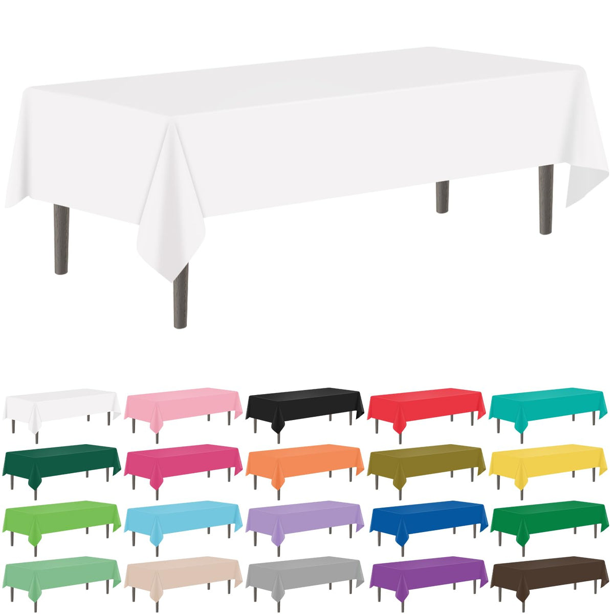 YSYJ 12 Pack Beige 54 x 108 Inch Disposable Plastic Tablecloths Rectangular Table Cloth Plastic Table Cover for Parties