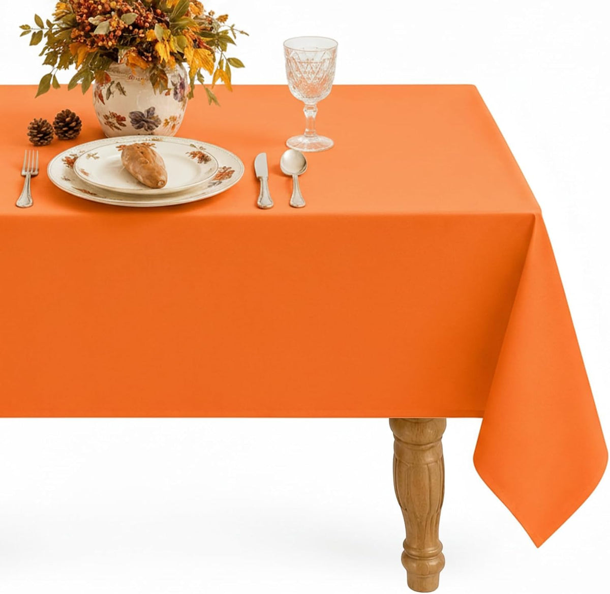 Softalker Orange Tablecloth Rectangle, 60 x 84 Inch