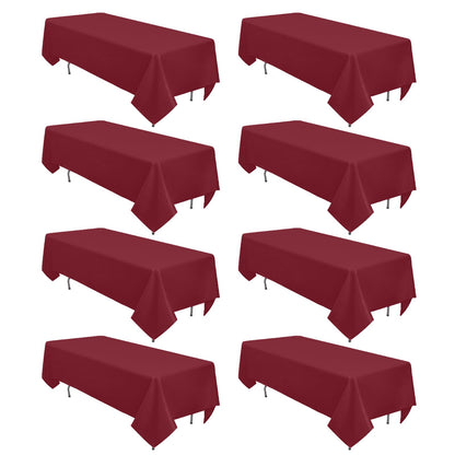 8 Pack White Rectangle Table Cloth 60 x 102 Inch For 6 Foot Tables
