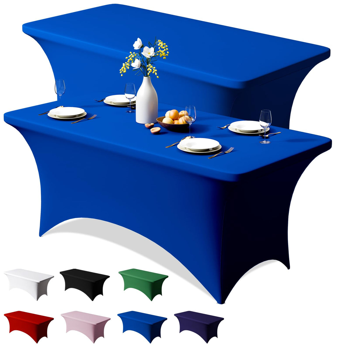 Trlyc 2 Pack 6FT Black Spandex Table Cloth 72 x 30 Inch