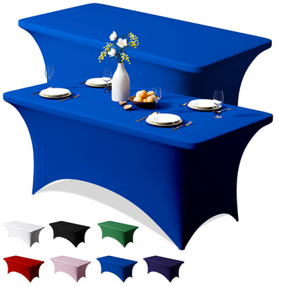 Trlyc 2 Pack 6FT Black Spandex Table Cloth 72 x 30 Inch