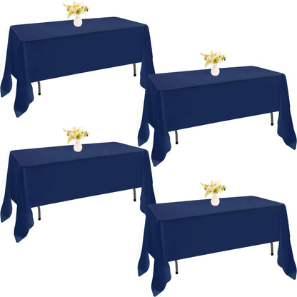 4 Pack Rectangle Tablecloth 60x102 Inch Black Washable Polyester Table Cover for Wedding Dining Table Buffet Parties Banquet Decoration（Black）