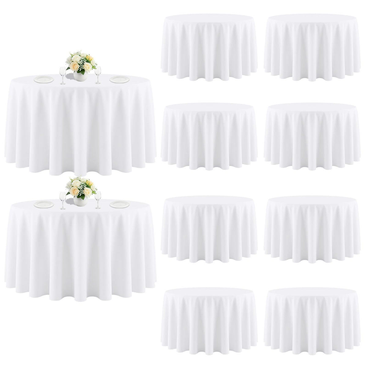 White Rectangle Table Cloth 60 x 102 Inch, 8 Pack