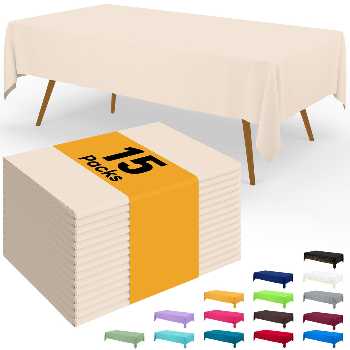 Smiry Plastic Disposable Waterproof Table Cloth - 54 x 108 Inch, 6 Packs