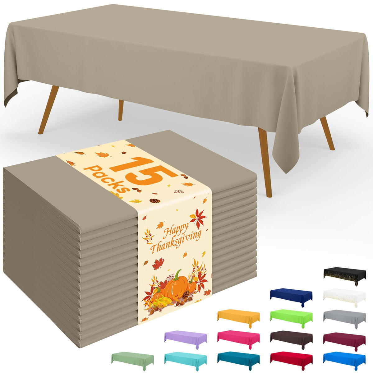 Smiry Plastic Disposable Waterproof Table Cloth - 54 x 108 Inch, 6 Packs