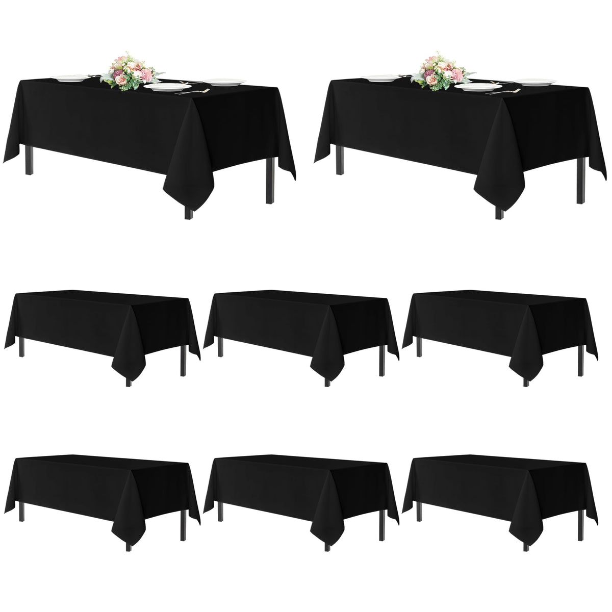 sancua Rectangle Tablecloth, 60 x 102 Inch, Black