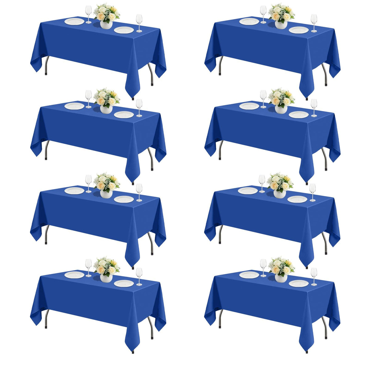 White Rectangle Table Cloth 60 x 102 Inch, 8 Pack