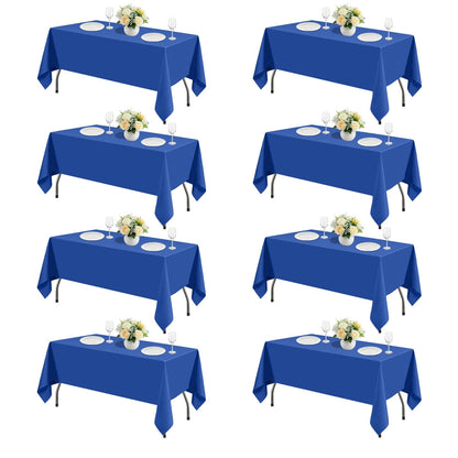 White Rectangle Table Cloth 60 x 102 Inch, 8 Pack