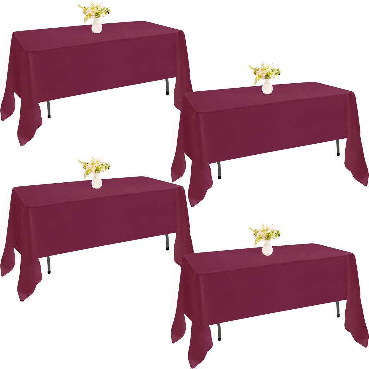 4 Pack Rectangle Tablecloth 60x102 Inch Black Washable Polyester Table Cover for Wedding Dining Table Buffet Parties Banquet Decoration（Black）