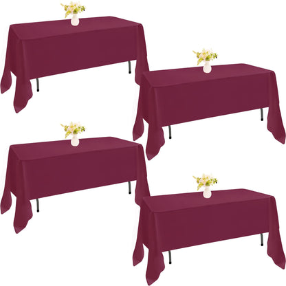 4 Pack Rectangle Tablecloth 60x102 Inch Black Washable Polyester Table Cover for Wedding Dining Table Buffet Parties Banquet Decoration（Black）