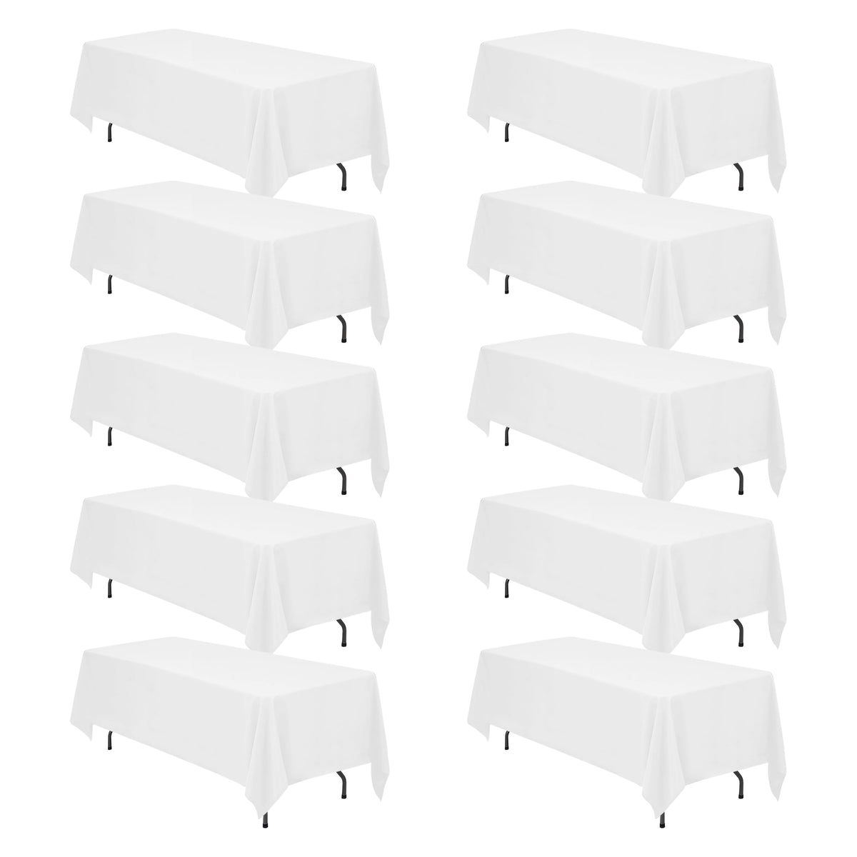 BRILLMAX 6 Pack White Tablecloths 60x126 Inch for 8ft Rectangle Tables