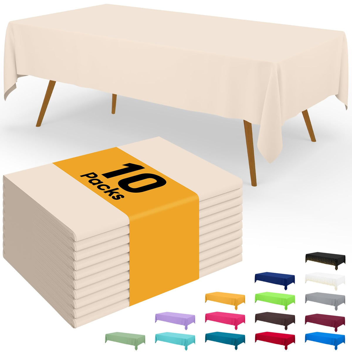 Smiry Plastic Disposable Waterproof Table Cloth - 54 x 108 Inch, 6 Packs