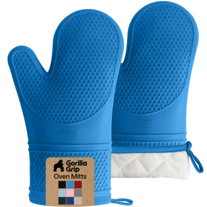 GORILLA GRIP Silicone Oven Mitts, 550F Heat Resistant, 12.5x8.3, Black