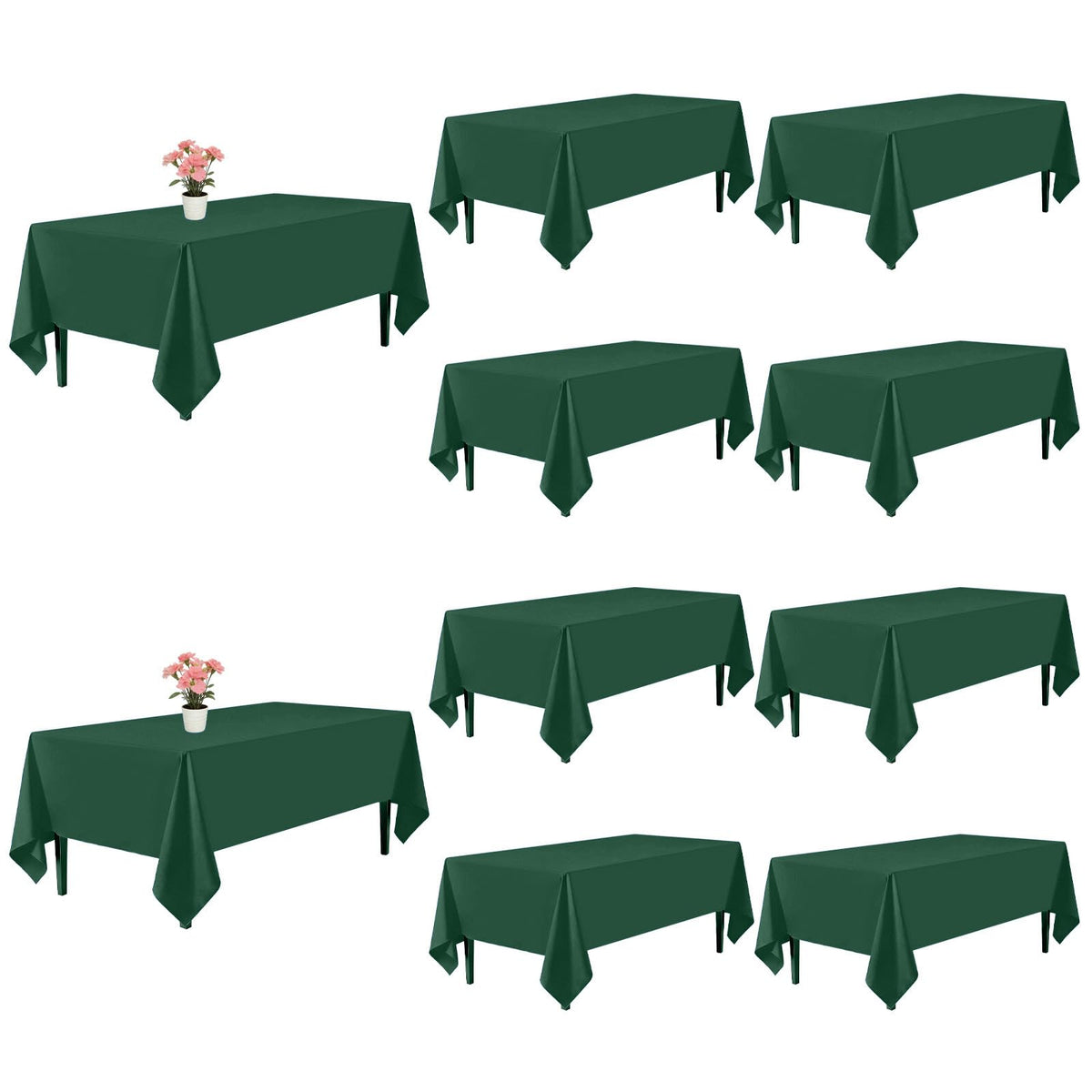 10 Pack Black Tablecloths 60 x 102 Inch for 6 Foot Rectangle Tables
