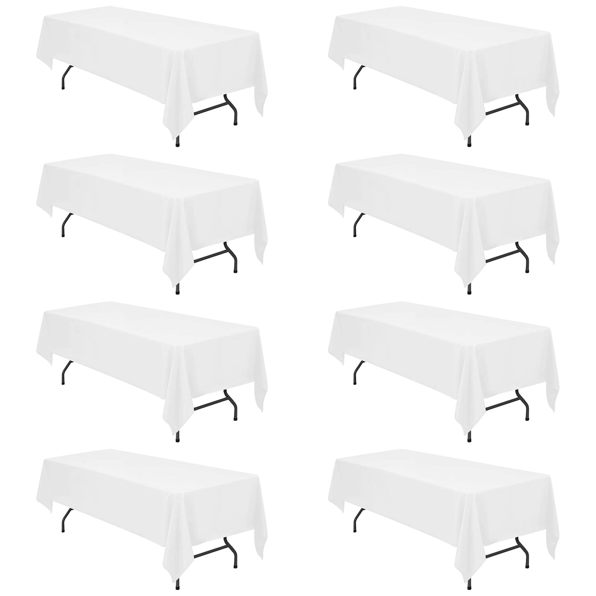 BRILLMAX 6 Pack White Tablecloths 60x126 Inch for 8ft Rectangle Tables