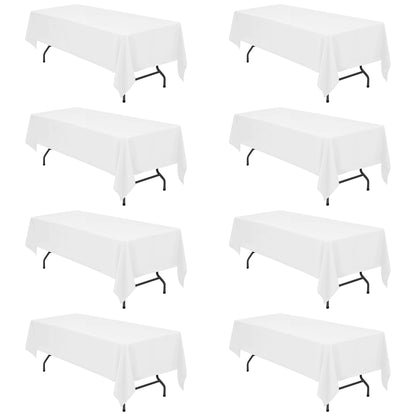 BRILLMAX 6 Pack White Tablecloths 60x126 Inch for 8ft Rectangle Tables