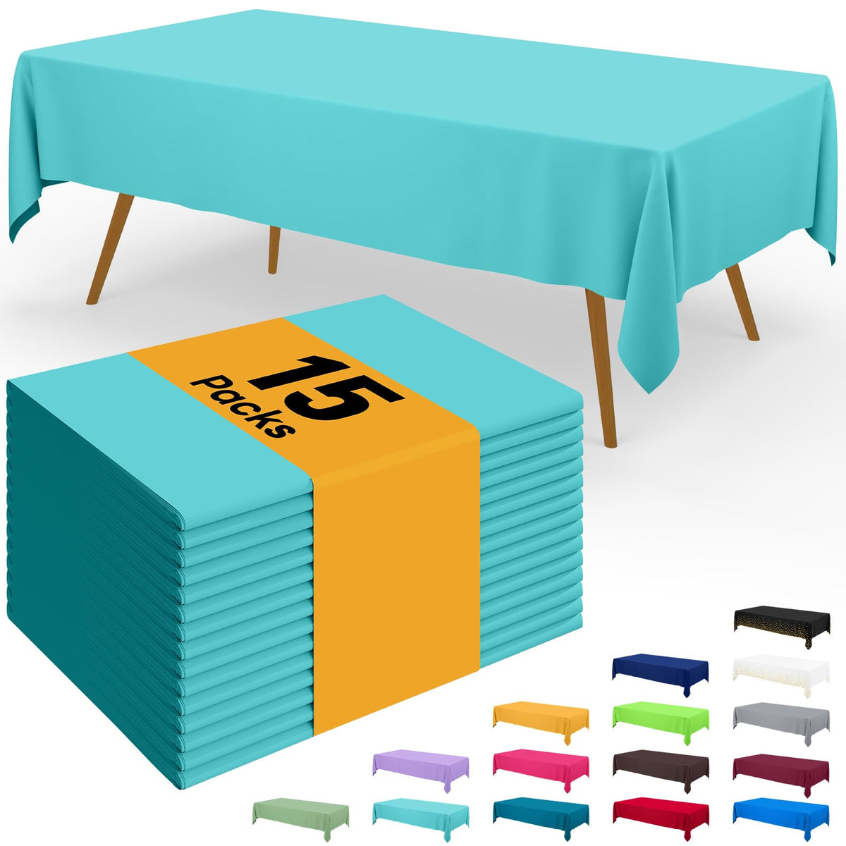 Smiry Plastic Disposable Waterproof Table Cloth - 54 x 108 Inch, 6 Packs