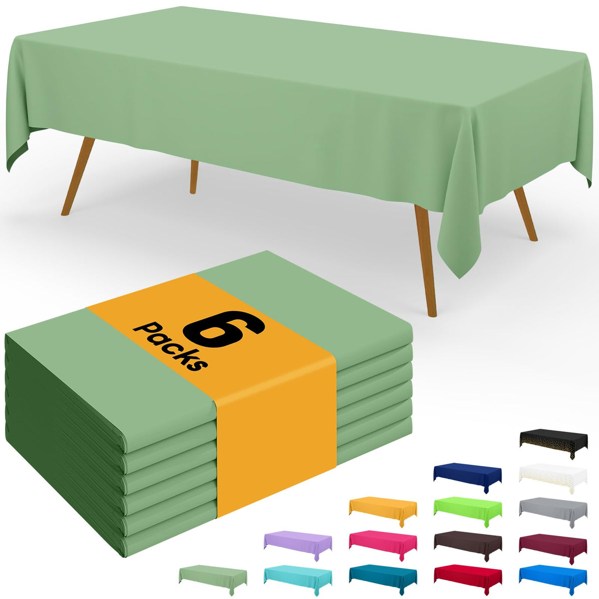 Smiry Plastic Disposable Waterproof Table Cloth - 54 x 108 Inch, 6 Packs