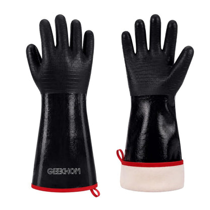 GEEKHOM 18 in Heat Resistant BBQ Gloves 932°F Waterproof Long Sleeve Cooking Gloves, Non-Slip Silicone Grip Grill Gloves for Grilling, Smoker, Oven, and Kitchen Use