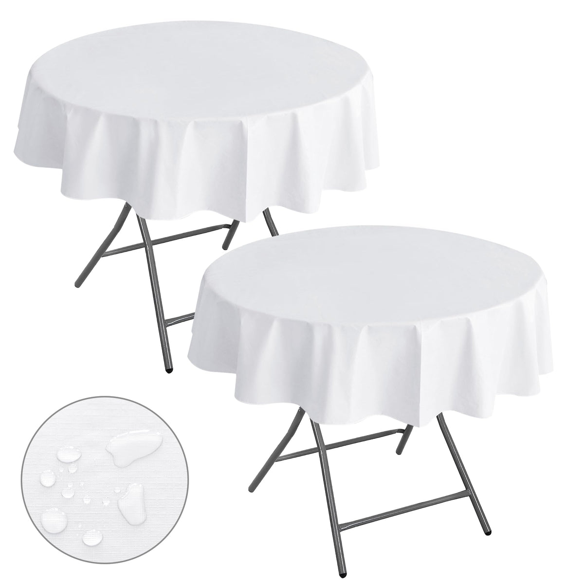 Waterproof Vinyl White Tablecloth With Flannel Backing 2 Pcs 60x120 In