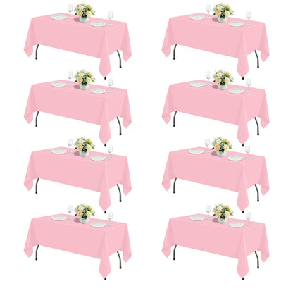 White Rectangle Table Cloth 60 x 102 Inch, 8 Pack