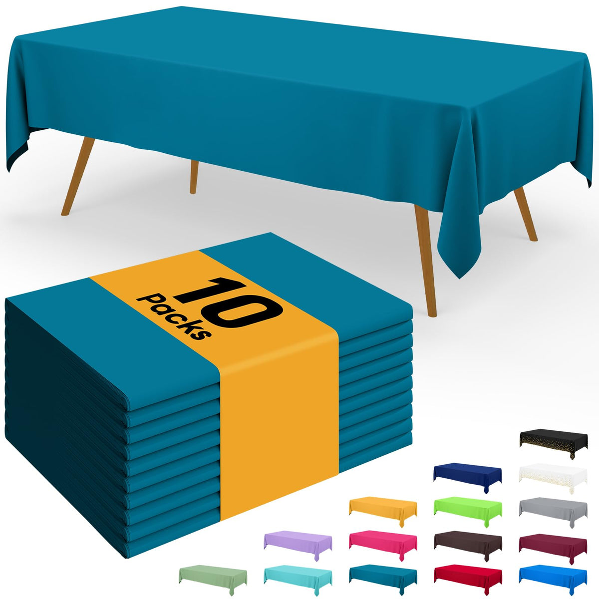 Smiry Plastic Disposable Waterproof Table Cloth - 54 x 108 Inch, 6 Packs