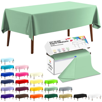 CXPSINC White Plastic Table Cloth Disposable Tablecloth Roll 54 Inch X 300 Feet Plastic Table Cover Roll with Slide Cutter for Picnics, Parties, Banquet, Birthdays, Weddings