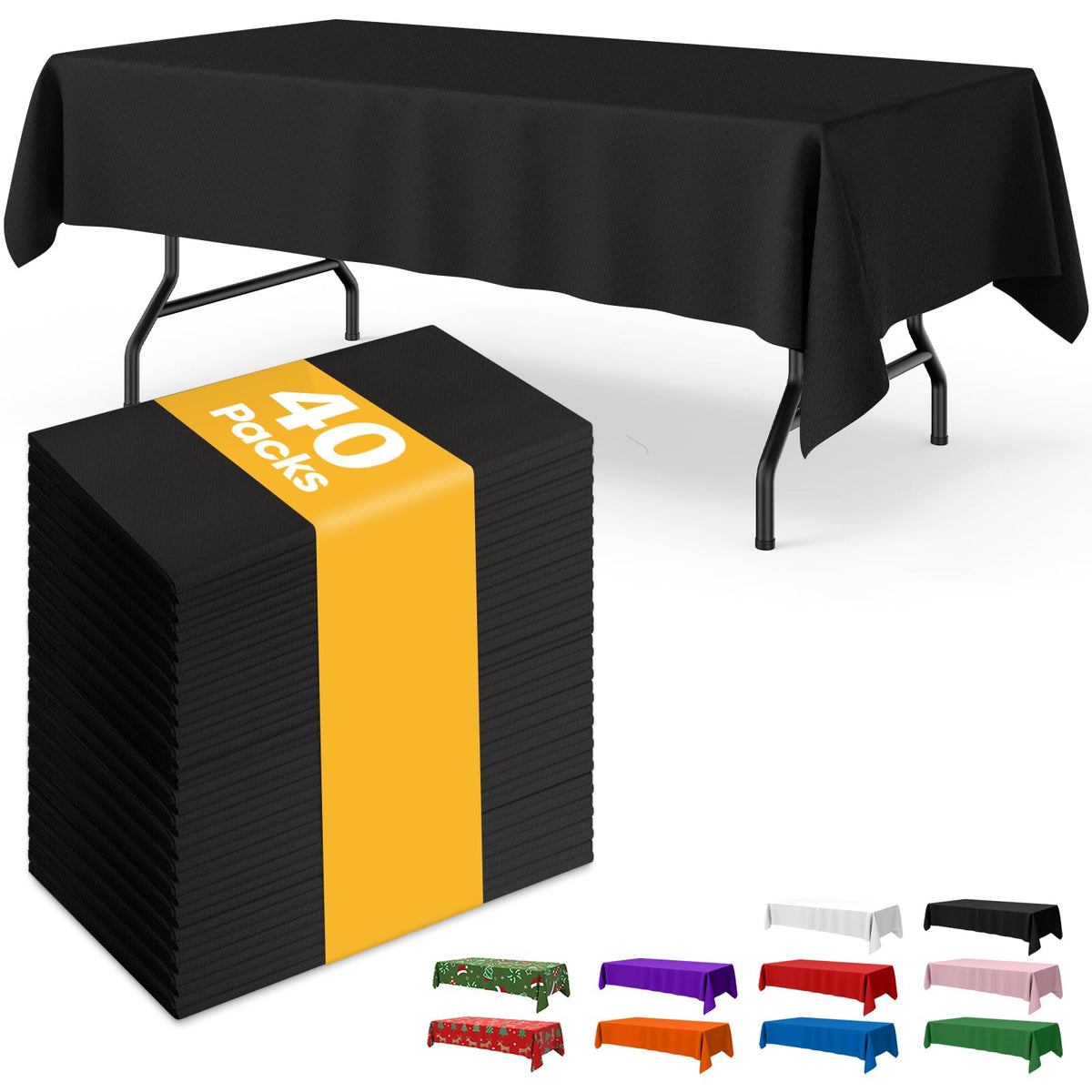 Niuara Black Plastic Table Cloth Rectangle Table 15 Pack, 54''×108'' Tablecloth for Graduation Decorations Class of 2025, Table Cloth for Disposable Use, Table Cover for Holiday Party, Gathering