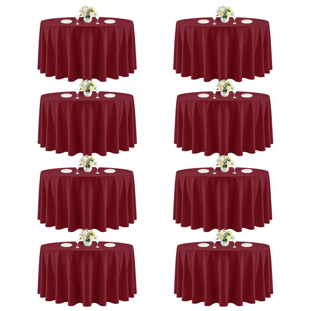White Rectangle Table Cloth 60 x 102 Inch, 8 Pack
