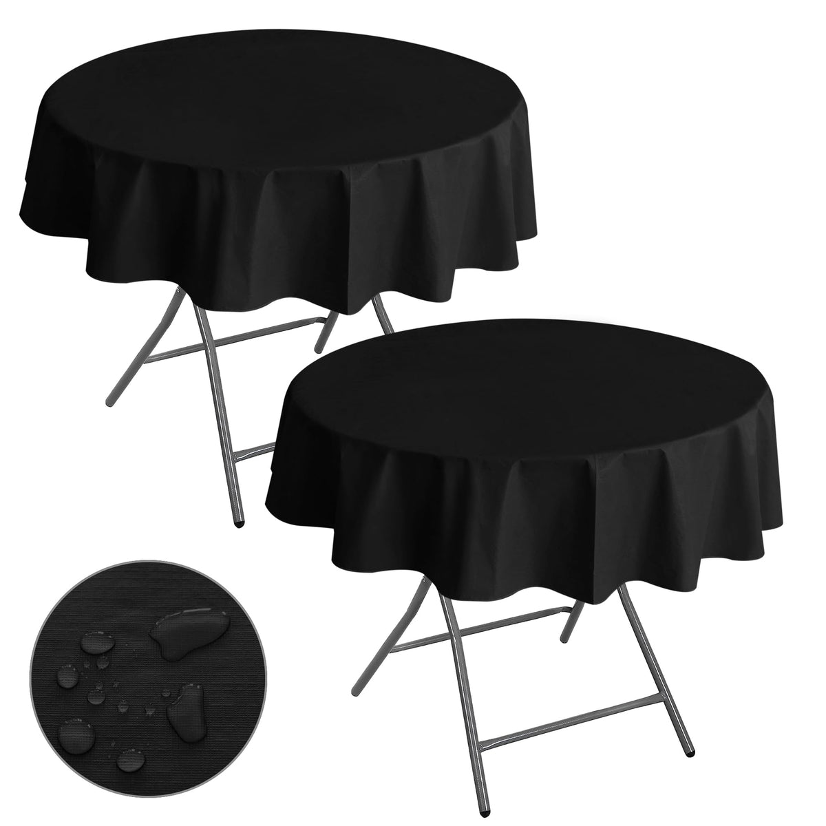 Waterproof Vinyl White Tablecloth With Flannel Backing 2 Pcs 60x120 In
