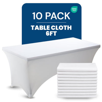 Utopia Kitchen Spandex Table Cloth 2 Pack [8FT, 96Lx30Wx30H Inch, Black]