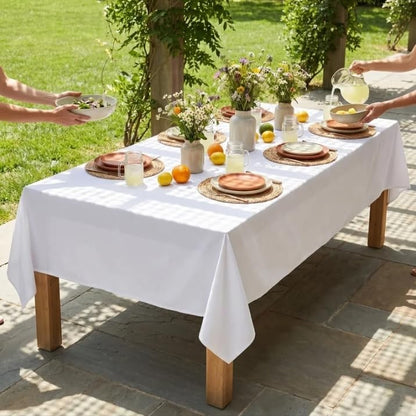 Urban Villa Tabletop Cover Kitchen Dining Tablecloth 100% Cotton Holiday Celebrations Wedding Dinner Parties White Rectangle 60X120 Inches 10-12 Seats Table Cloth