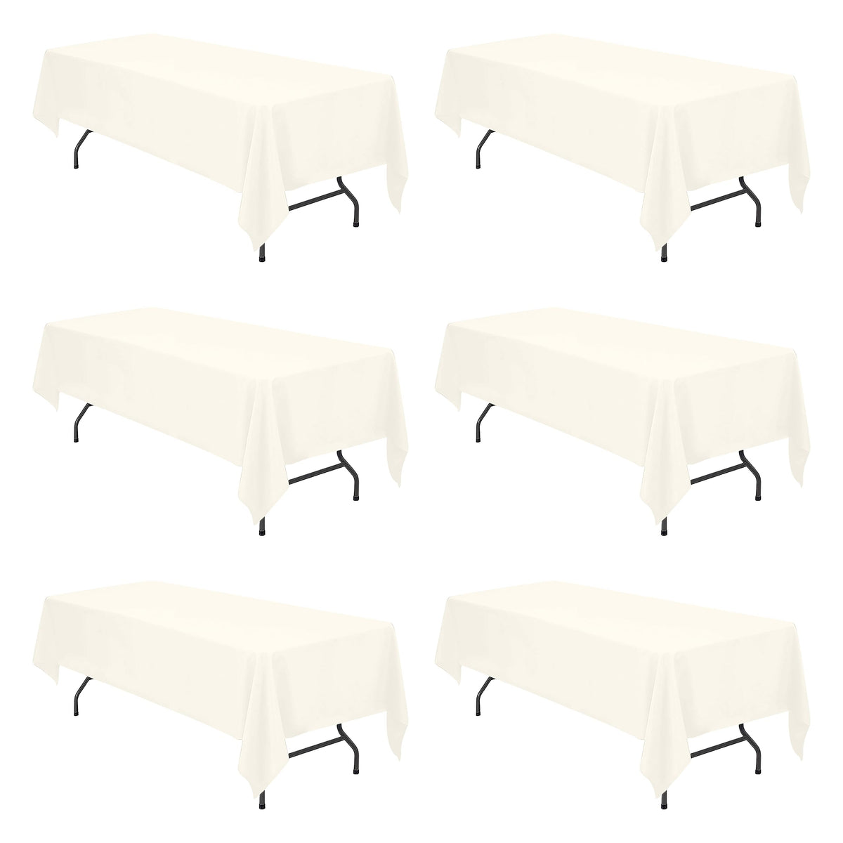 BRILLMAX 6 Pack White Tablecloths 60x126 Inch for 8ft Rectangle Tables