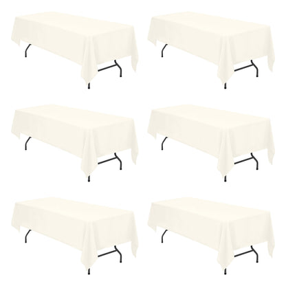 BRILLMAX 6 Pack White Tablecloths 60x126 Inch for 8ft Rectangle Tables