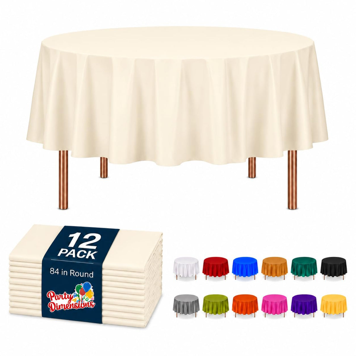 Party Dimensions White Disposable Plastic Tablecloth for Rectangle Tables (12 Pack) Table Cloths for Parties, Events & Weddings, Indoors Outdoors, 54 x 108 inches, Plastic Table Cover