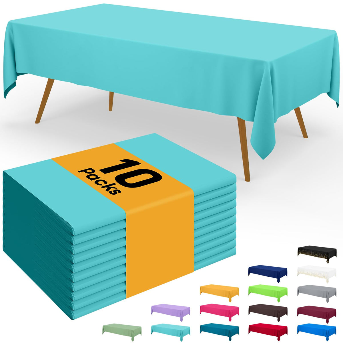 Smiry Plastic Disposable Waterproof Table Cloth - 54 x 108 Inch, 6 Packs