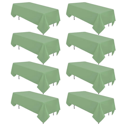 8 Pack White Rectangle Table Cloth 60 x 102 Inch For 6 Foot Tables
