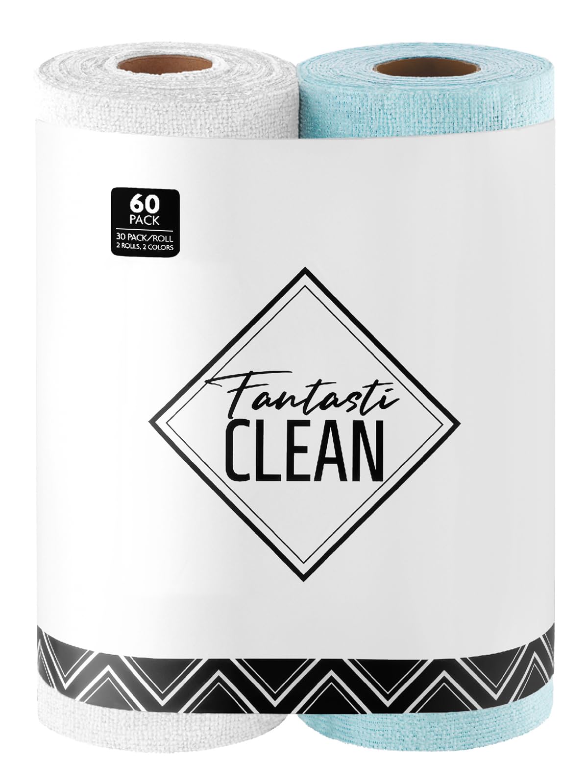 Fantasticlean Microfiber Cleaning Cloth Roll- 40 Sheets, 12" x 12" (White)
