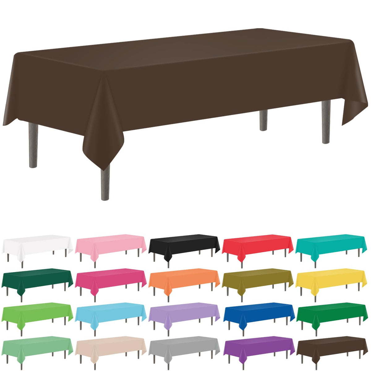 YSYJ 12 Pack Beige 54 x 108 Inch Disposable Plastic Tablecloths Rectangular Table Cloth Plastic Table Cover for Parties